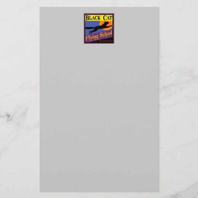 Black Cat Flying School Halloween Stationery (Front)