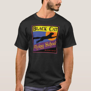 Black Cat Flying School Vintage Halloween T-shirt