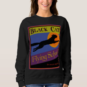 Black Cat Flying School Vintage Halloween T-shirt Sweatshirt