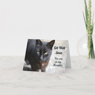 Black Cat Folded Get Well Soon Greeting Card