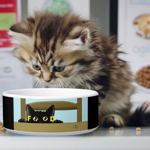 Black Cat Food Funny Bowl