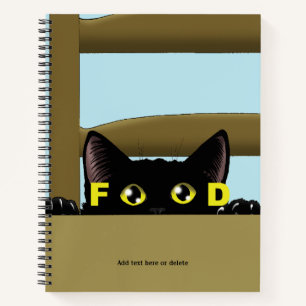 Black Cat Food Funny Hungry Kitty Humour Notebook