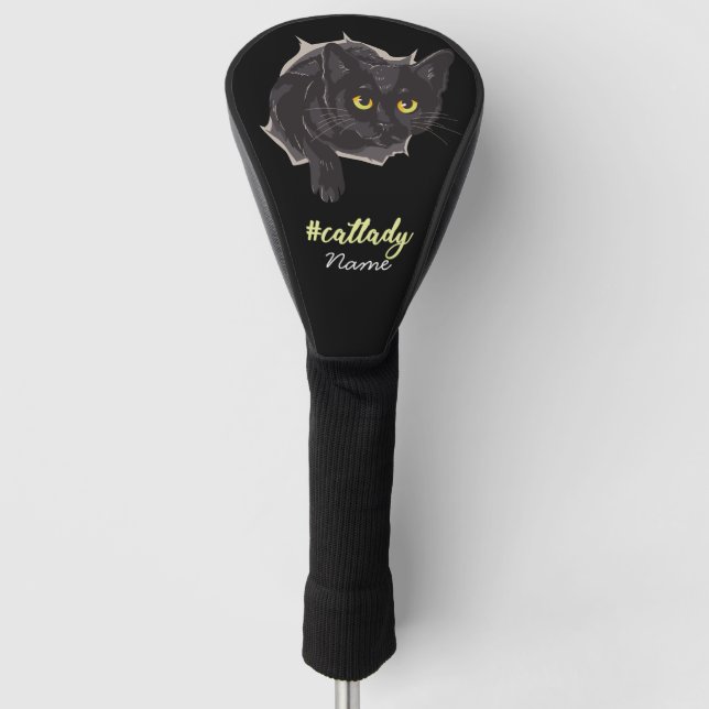 Black Cat for Cat Mum Golfer   Golf Head Cover (Front)