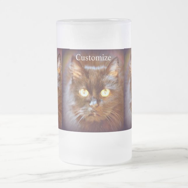 black cat frosted glass beer mug (Center)