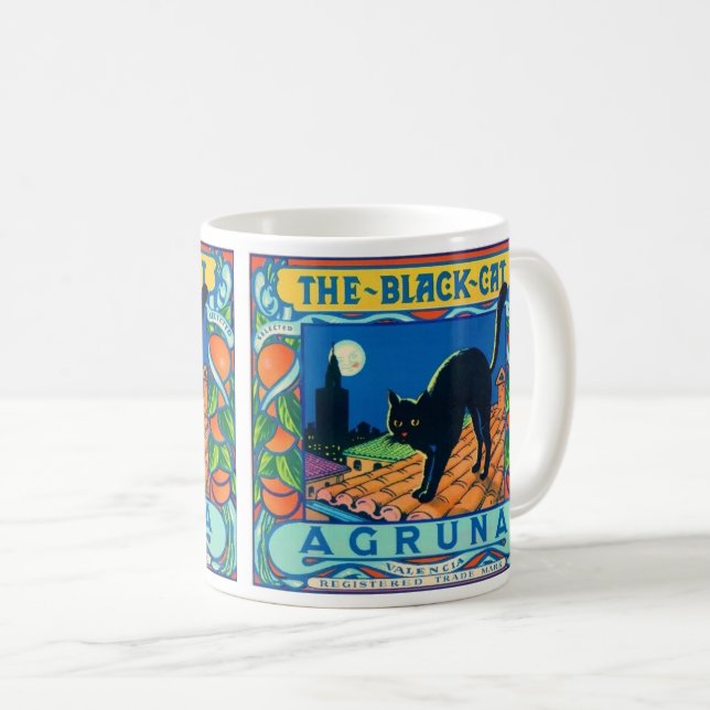Black Cat Fruit Mug (Front Right)