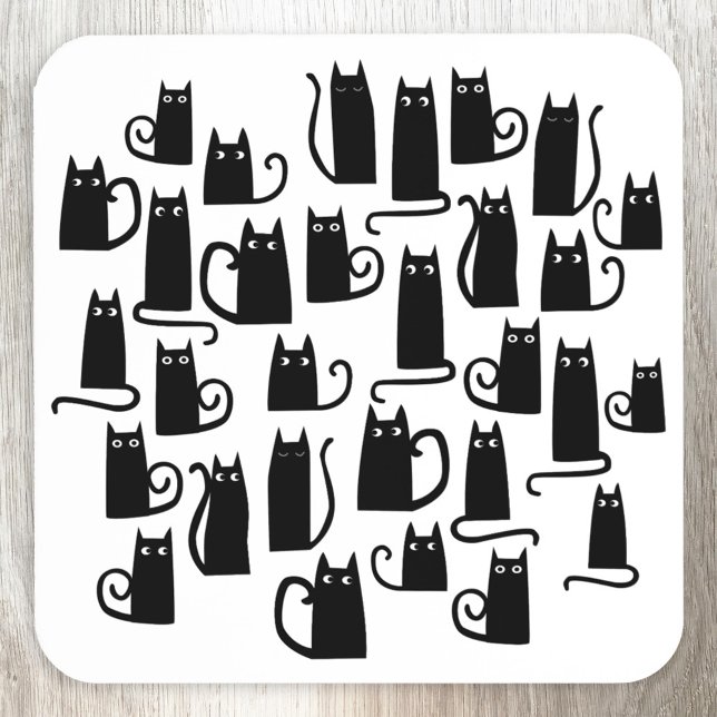 Black Cat Fun Coaster (Fun Black Cats beverage coaster)
