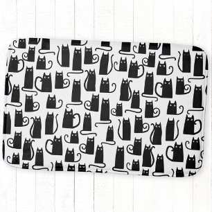 Black Cat Fun Pattern Bath Mat