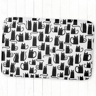 Black Cat Fun Pattern Bath Mat