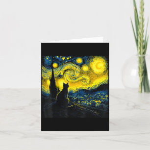 Black Cat Funny Cat Lover Mom Daddy Starry Night V Card