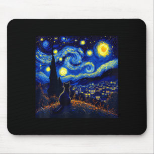 Black Cat Funny Cat Lover Mom Daddy Starry Night V Mouse Mat