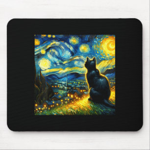 Black Cat Funny Cat Lover Mom Daddy Starry Night V Mouse Mat