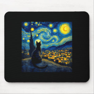 Black Cat Funny Cat Lover Mom Daddy Starry Night V Mouse Mat