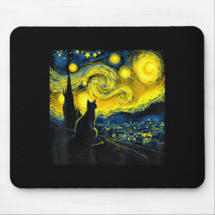 Black Cat Funny Cat Lover Mom Daddy Starry Night V Mouse Mat