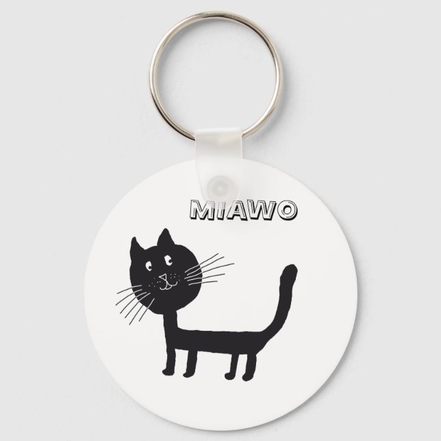 Black Cat Funny Key Ring (Front)