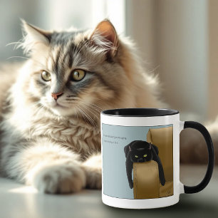 Black Cat Funny Sassy Blue Mug