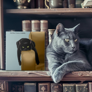 Black Cat Funny Sassy Blue Tile