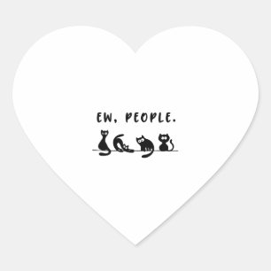 black cat funny womens ew people meowy cat lovers heart sticker