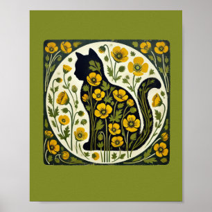 Black Cat Garden Poster