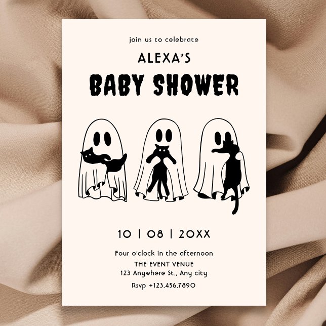 black Cat ghost funny baby shower Invitation (Creator Uploaded)