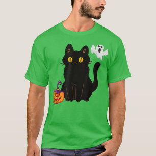 Black Cat Ghost Jack O Lantern Pumpkin Halloween C T-Shirt