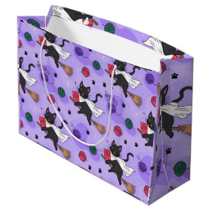 Black Cat Ghost Pattern – Cute Cats in Costumes  Large Gift Bag
