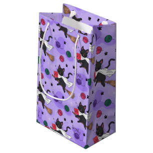 Black Cat Ghost Pattern – Cute Cats in Costumes Small Gift Bag