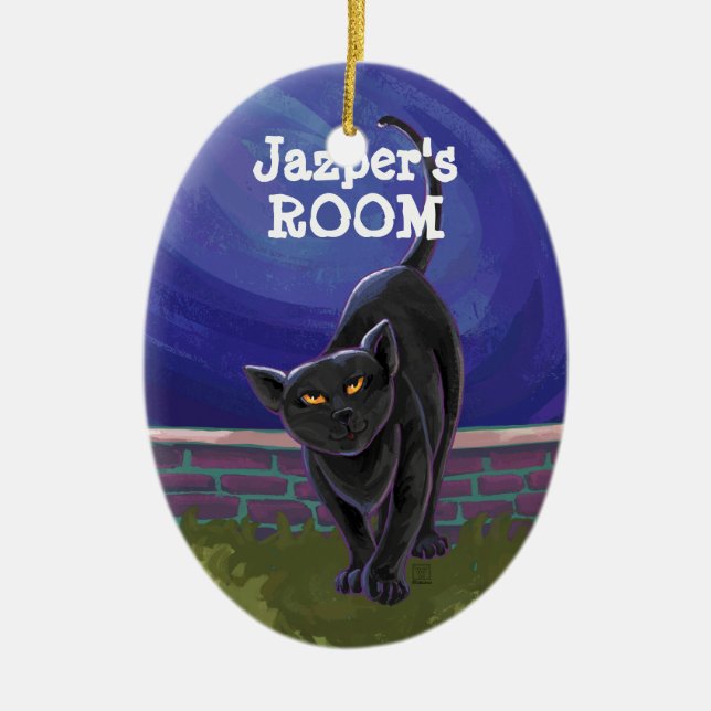 Black Cat Gifts & Accessories Ceramic Tree Decoration (Front)