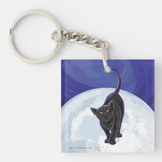Black Cat Gifts & Accessories Key Ring (Front)
