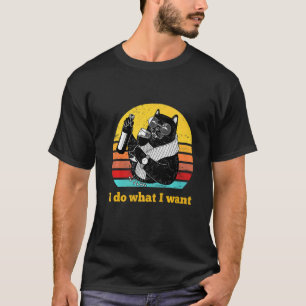 Black Cat Glasses Vintage Cat I do what I want cat T-Shirt
