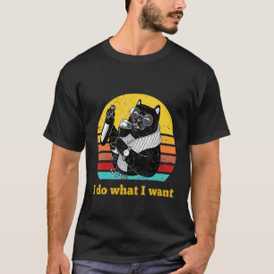 Black Cat Glasses Vintage Cat I do what I want cat T-Shirt