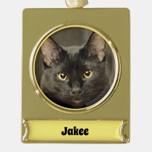 Black Cat Gold Plated Banner Ornament