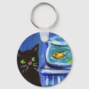 Black Cat goldfish Key Ring