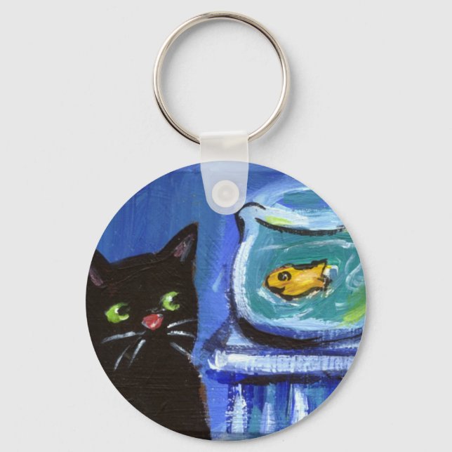 Black Cat goldfish Key Ring (Front)