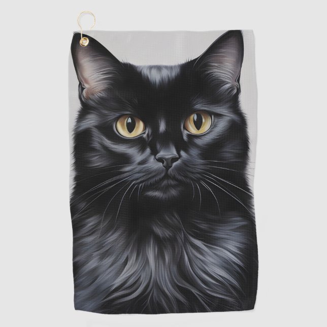 Black Cat Golf Towel (Front)