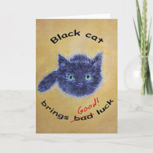 Black cat good luck card