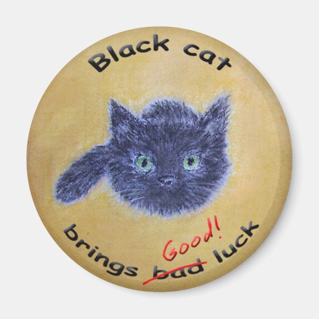 Black cat good luck magnet (Front)