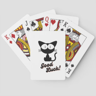 Black cat & "Good luck" Playing Cards