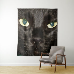 Black Cat Gorgeous Artistic Pet Portrait Tapestry