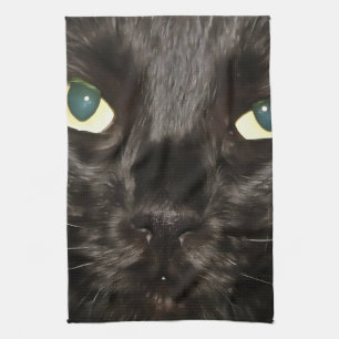 Black Cat Gorgeous Artistic Pet Portrait Tea Towel