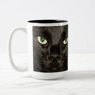 Black Cat Gorgeous Artistic Pet Portrait Two-Tone Coffee Mug