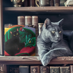  Black Cat Green Dragon Tile