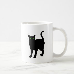 Black Cat Green Eyes Coffee Mug