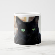 Black cat - green eyes - mug