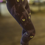 Black Cat Green Eyes Pattern Leggings<br><div class="desc">A black cat with green eyes. Artwork based on my black cat who I love dearly</div>