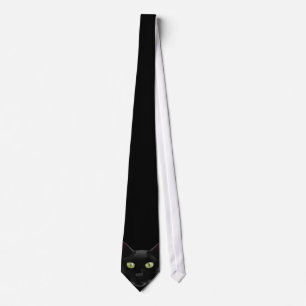 Black Cat Green Eyes Tie