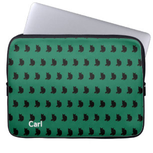 Black Cat (Green) Laptop Sleeve