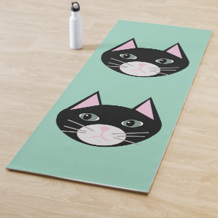 Black Cat Green Yoga Mat