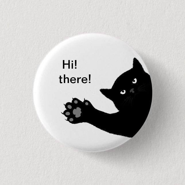 Black Cat Greeting Small Can Badge 3.175cm Round C (Front)