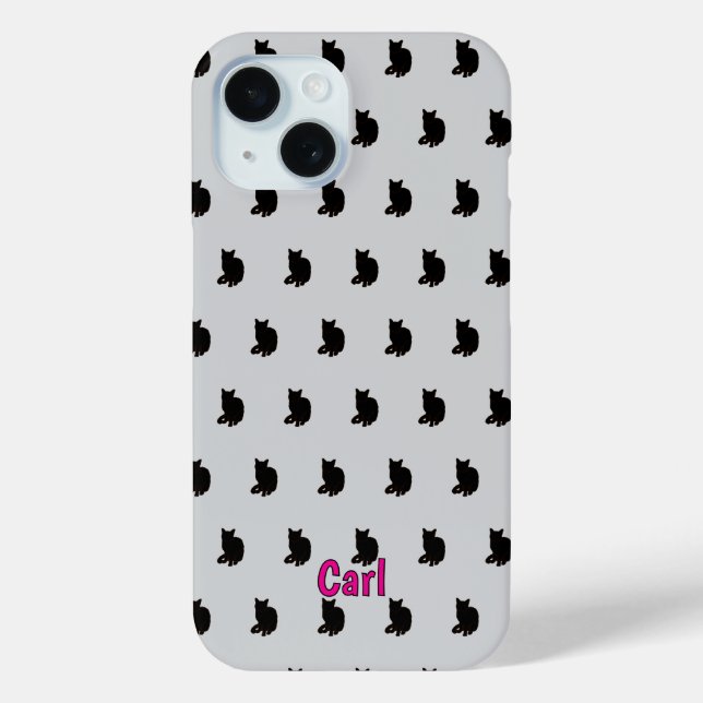 Black Cat (Grey) Case-Mate iPhone Case (Back)