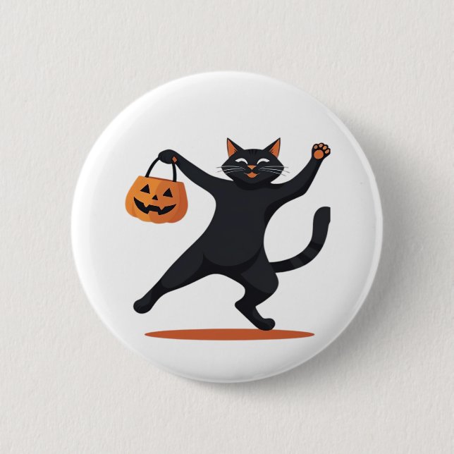 Black cat grooving at the Halloween bash, swinging 6 Cm Round Badge (Front)
